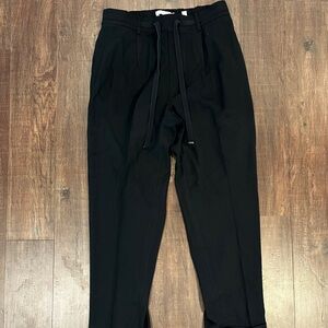Vince Cropped Jogger Pants Size M Black Drawstring High Rise